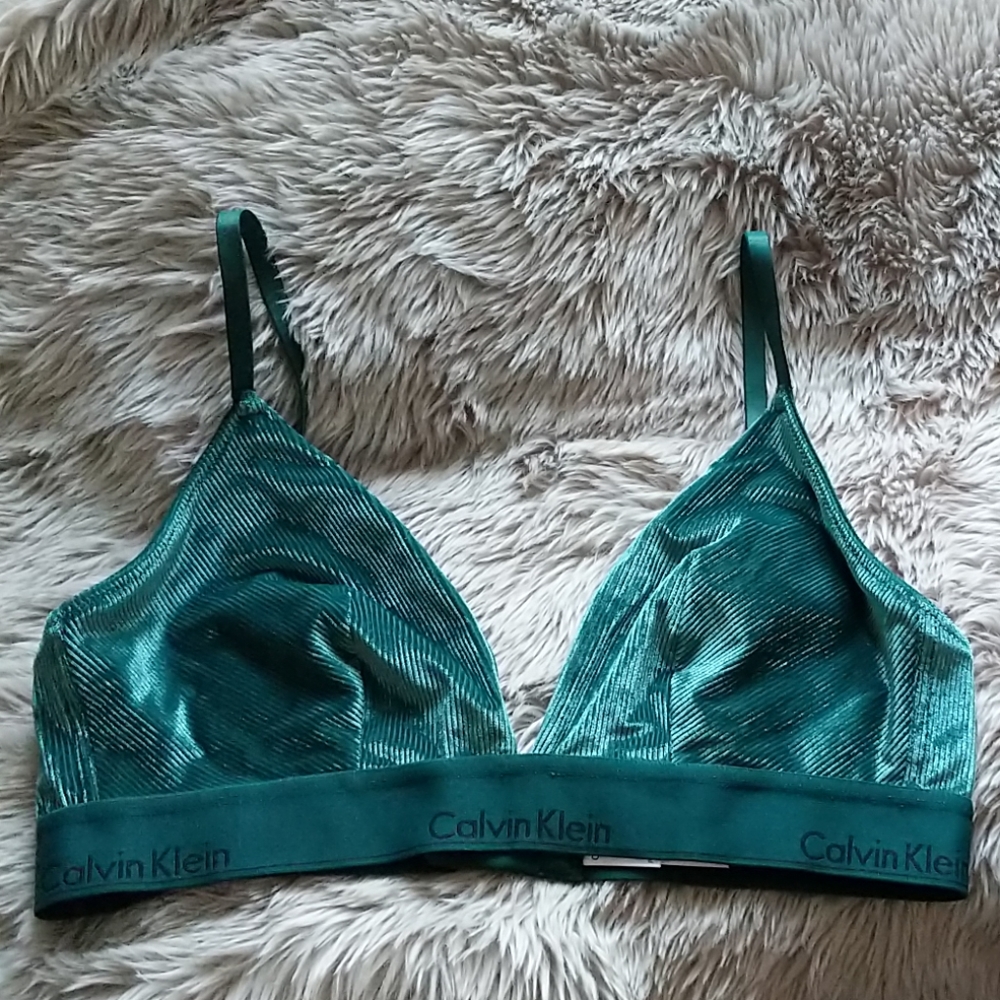 Calvin Klein green velvet bralette